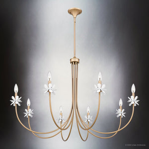Urban Ambiance - Chandelier - UQL6463 Glam Indoor Chandelier, 27.50''H x 42.00''W x 42.00''Dep, Bronze Gold Finish, Lombard Collection - 