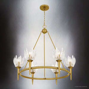 Urban Ambiance - Chandelier - UQL6470 Traditional Indoor Chandelier, 30.00''H x 31.00''W x 31.00''Dep, Brushed Gold Finish, Moline Collection - 