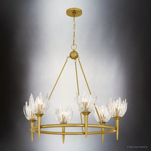 Urban Ambiance - Chandelier - UQL6470 Traditional Indoor Chandelier, 30.00''H x 31.00''W x 31.00''Dep, Brushed Gold Finish, Moline Collection - 
