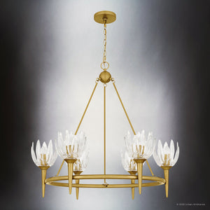 Urban Ambiance - Chandelier - UQL6470 Traditional Indoor Chandelier, 30.00''H x 31.00''W x 31.00''Dep, Brushed Gold Finish, Moline Collection - 