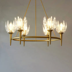 Urban Ambiance - Chandelier - UQL6470 Traditional Indoor Chandelier, 30.00''H x 31.00''W x 31.00''Dep, Brushed Gold Finish, Moline Collection - 