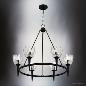 Urban Ambiance - Chandelier - UQL6471 Traditional Indoor Chandelier, 30.00''H x 31.00''W x 31.00''Dep, Matte Black Finish, Moline Collection - 