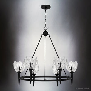 Urban Ambiance - Chandelier - UQL6471 Traditional Indoor Chandelier, 30.00''H x 31.00''W x 31.00''Dep, Matte Black Finish, Moline Collection - 