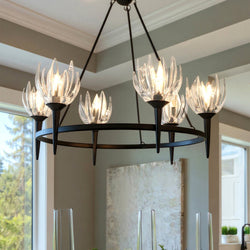 Urban Ambiance - Chandelier - UQL6471 Traditional Indoor Chandelier, 30.00''H x 31.00''W x 31.00''Dep, Matte Black Finish, Moline Collection - 