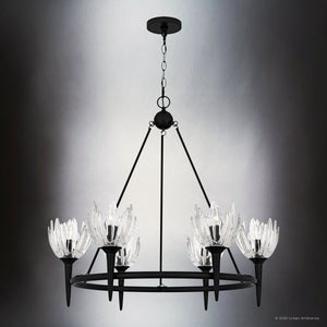 Urban Ambiance - Chandelier - UQL6471 Traditional Indoor Chandelier, 30.00''H x 31.00''W x 31.00''Dep, Matte Black Finish, Moline Collection - 