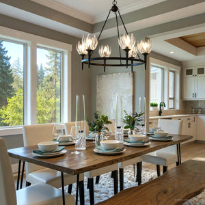 Urban Ambiance - Chandelier - UQL6471 Traditional Indoor Chandelier, 30.00''H x 31.00''W x 31.00''Dep, Matte Black Finish, Moline Collection - 