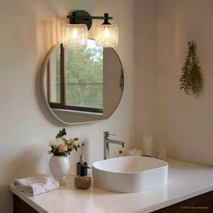 Urban Ambiance - Bath Light - UQL6481 Contemporary Indoor Bath Light, 7.75''H x 13.50''W x 7.00''Dep, Matte Black Finish, Keller Collection - 