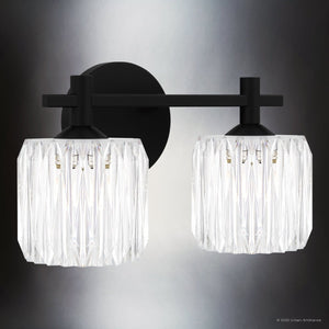 Urban Ambiance - Bath Light - UQL6481 Contemporary Indoor Bath Light, 7.75''H x 13.50''W x 7.00''Dep, Matte Black Finish, Keller Collection - 
