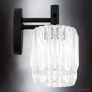 Urban Ambiance - Bath Light - UQL6481 Contemporary Indoor Bath Light, 7.75''H x 13.50''W x 7.00''Dep, Matte Black Finish, Keller Collection - 