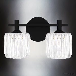 Urban Ambiance - Bath Light - UQL6481 Contemporary Indoor Bath Light, 7.75''H x 13.50''W x 7.00''Dep, Matte Black Finish, Keller Collection - 