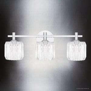 Urban Ambiance - Bath Light - UQL6482 Contemporary Indoor Bath Light, 7.75''H x 21.50''W x 7.00''Dep, Polished Chrome Finish, Keller Collection - 