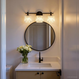 Urban Ambiance - Bath Light - UQL6483 Contemporary Indoor Bath Light, 7.75''H x 21.50''W x 7.00''Dep, Matte Black Finish, Keller Collection - 