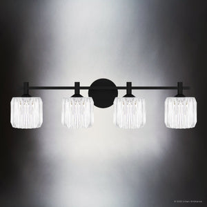 Urban Ambiance - Bath Light - UQL6485 Contemporary Indoor Bath Light, 7.75''H x 29.75''W x 7.00''Dep, Matte Black Finish, Keller Collection - 