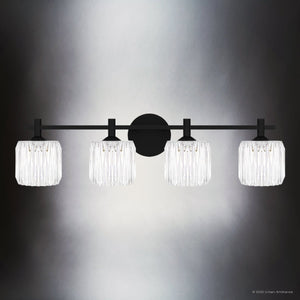 Urban Ambiance - Bath Light - UQL6485 Contemporary Indoor Bath Light, 7.75''H x 29.75''W x 7.00''Dep, Matte Black Finish, Keller Collection - 