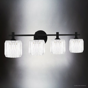 Urban Ambiance - Bath Light - UQL6485 Contemporary Indoor Bath Light, 7.75''H x 29.75''W x 7.00''Dep, Matte Black Finish, Keller Collection - 
