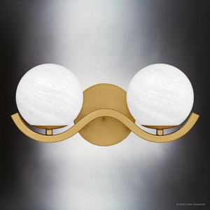 Urban Ambiance - Bath Light - UQL6490 Scandinavian Indoor Bath Light, 6.50''H x 14.50''W x 6.50''Dep, Aged Brass Finish, Belleville Collection - 