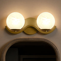 Urban Ambiance - Bath Light - UQL6490 Scandinavian Indoor Bath Light, 6.50''H x 14.50''W x 6.50''Dep, Aged Brass Finish, Belleville Collection - 