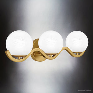 Urban Ambiance - Bath Light - UQL6491 Scandinavian Indoor Bath Light, 6.50''H x 22.50''W x 6.50''Dep, Aged Brass Finish, Belleville Collection - 
