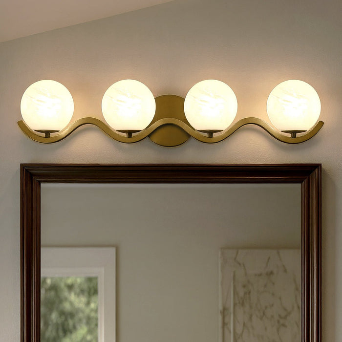 UQL6492 Scandinavian Indoor Bath Light, 6.50''H x 30.75''W x 6.50''Dep, Aged Brass Finish, Belleville Collection