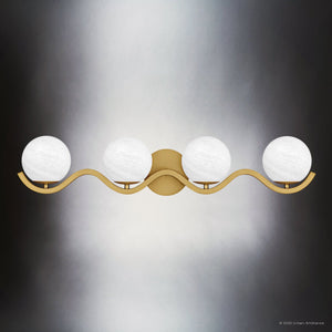 Urban Ambiance - Bath Light - UQL6492 Scandinavian Indoor Bath Light, 6.50''H x 30.75''W x 6.50''Dep, Aged Brass Finish, Belleville Collection - 