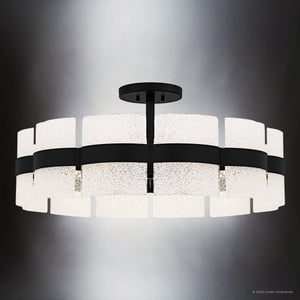Urban Ambiance - Ceiling Light - UQL6500 Contemporary Indoor Ceiling Light, 13.00''H x 30.00''W x 30.00''Dep, Matte Black Finish, Apex Collection - 