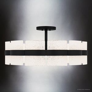 Urban Ambiance - Ceiling Light - UQL6500 Contemporary Indoor Ceiling Light, 13.00''H x 30.00''W x 30.00''Dep, Matte Black Finish, Apex Collection - 