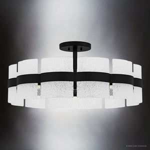 Urban Ambiance - Ceiling Light - UQL6500 Contemporary Indoor Ceiling Light, 13.00''H x 30.00''W x 30.00''Dep, Matte Black Finish, Apex Collection - 