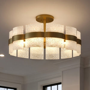 Urban Ambiance - Ceiling Light - UQL6501 Contemporary Indoor Ceiling Light, 13.00''H x 30.00''W x 30.00''Dep, Soft Gold Finish, Apex Collection - 