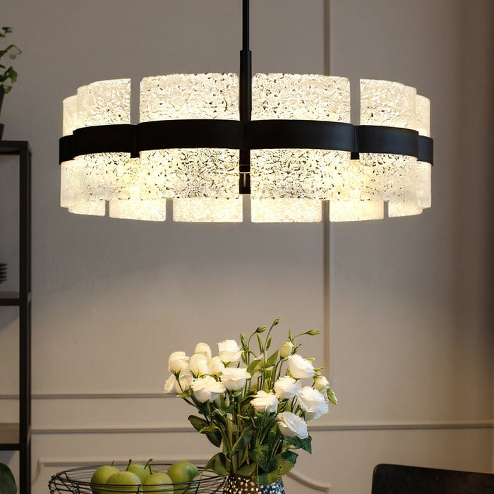 UQL6502 Contemporary Indoor Pendant, 12.00''H x 30.00''W x 30.00''Dep, Matte Black Finish, Apex Collection