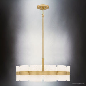 Urban Ambiance - Pendant - UQL6503 Contemporary Indoor Pendant, 12.00''H x 30.00''W x 30.00''Dep, Soft Gold Finish, Apex Collection - 