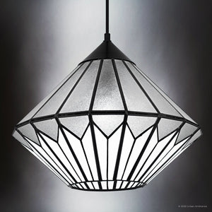 Urban Ambiance - Pendant - UQL6520 Craftsman Indoor Pendant, 12.75''H x 15.00''W x 15.00''Dep, Matte Black Finish, Hutchinson Collection - 