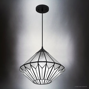 Urban Ambiance - Pendant - UQL6520 Craftsman Indoor Pendant, 12.75''H x 15.00''W x 15.00''Dep, Matte Black Finish, Hutchinson Collection - 