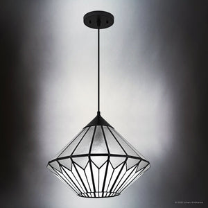 Urban Ambiance - Pendant - UQL6520 Craftsman Indoor Pendant, 12.75''H x 15.00''W x 15.00''Dep, Matte Black Finish, Hutchinson Collection - 