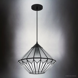 Urban Ambiance - Pendant - UQL6520 Craftsman Indoor Pendant, 12.75''H x 15.00''W x 15.00''Dep, Matte Black Finish, Hutchinson Collection - 