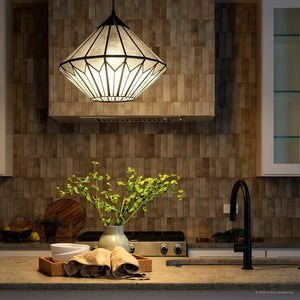 Urban Ambiance - Pendant - UQL6520 Craftsman Indoor Pendant, 12.75''H x 15.00''W x 15.00''Dep, Matte Black Finish, Hutchinson Collection - 
