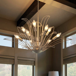 Urban Ambiance - Chandelier - UQL6532 Eclectic Indoor Chandelier, 16.00''H x 32.00''W x 32.00''Dep, Warm White Finish, Kearny Collection - 