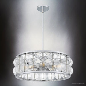Urban Ambiance - Pendant - UQL6540 Contemporary Indoor Pendant, 8.75''H x 23.00''W x 23.00''Dep, Polished Chrome Finish, Findlay Collection - 