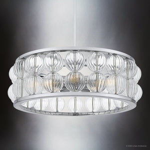 Urban Ambiance - Pendant - UQL6540 Contemporary Indoor Pendant, 8.75''H x 23.00''W x 23.00''Dep, Polished Chrome Finish, Findlay Collection - 