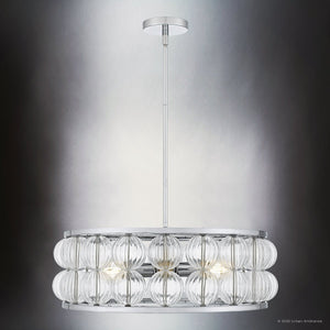 Urban Ambiance - Pendant - UQL6540 Contemporary Indoor Pendant, 8.75''H x 23.00''W x 23.00''Dep, Polished Chrome Finish, Findlay Collection - 