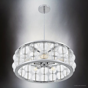 Urban Ambiance - Pendant - UQL6540 Contemporary Indoor Pendant, 8.75''H x 23.00''W x 23.00''Dep, Polished Chrome Finish, Findlay Collection - 
