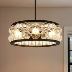 Urban Ambiance - Pendant - UQL6541 Contemporary Indoor Pendant, 8.75''H x 23.00''W x 23.00''Dep, Matte Black Finish, Findlay Collection - 