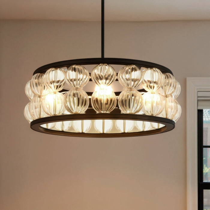 UQL6541 Contemporary Indoor Pendant, 8.75''H x 23.00''W x 23.00''Dep, Matte Black Finish, Findlay Collection