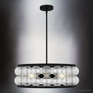 Urban Ambiance - Pendant - UQL6541 Contemporary Indoor Pendant, 8.75''H x 23.00''W x 23.00''Dep, Matte Black Finish, Findlay Collection - 