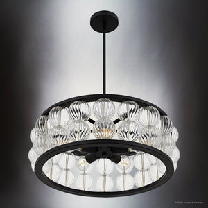 Urban Ambiance - Pendant - UQL6541 Contemporary Indoor Pendant, 8.75''H x 23.00''W x 23.00''Dep, Matte Black Finish, Findlay Collection - 