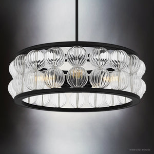 Urban Ambiance - Pendant - UQL6541 Contemporary Indoor Pendant, 8.75''H x 23.00''W x 23.00''Dep, Matte Black Finish, Findlay Collection - 