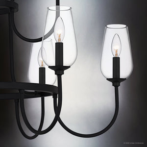 Urban Ambiance - Chandelier - UQL6551 Transitional Indoor Chandelier, 23.75''H x 36.00''W x 36.00''Dep, Matte Black Finish, Linden Collection - 