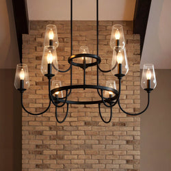 Urban Ambiance - Chandelier - UQL6551 Transitional Indoor Chandelier, 23.75''H x 36.00''W x 36.00''Dep, Matte Black Finish, Linden Collection - 