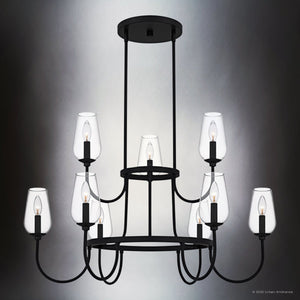 Urban Ambiance - Chandelier - UQL6551 Transitional Indoor Chandelier, 23.75''H x 36.00''W x 36.00''Dep, Matte Black Finish, Linden Collection - 