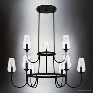 Urban Ambiance - Chandelier - UQL6551 Transitional Indoor Chandelier, 23.75''H x 36.00''W x 36.00''Dep, Matte Black Finish, Linden Collection - 
