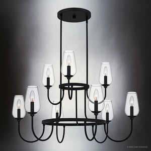 Urban Ambiance - Chandelier - UQL6551 Transitional Indoor Chandelier, 23.75''H x 36.00''W x 36.00''Dep, Matte Black Finish, Linden Collection - 